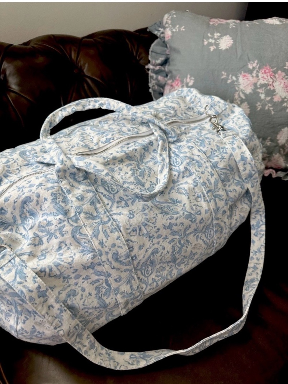Rachel Ashwell Shabby Chic Couture Indes Blue Paisley Weekender Travel Bag